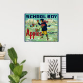 Paonia, Colorado, schooljongen Apple Label Poster (Thuiskantoor)