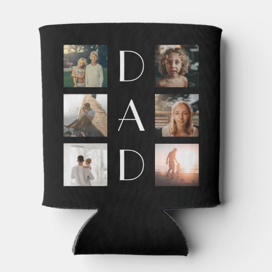 Pap 6 Foto Collage Cute Elegant Vader Day Blikjeskoeler (Achterkant)