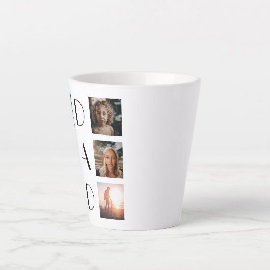 Pap 6 Foto Collage Cute Elegant Vader Day Latte Mok (Voorkant)