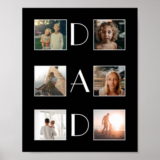 Pap 6 Foto Collage Cute Elegant Vader Day Poster (Voorkant)