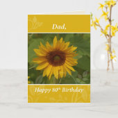 Pap 80th Birthday Sunflower Kaart (Gele Bloem)