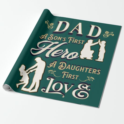 Pap A Son's First A Daughters First Love Cadeaupapier (Uitgerold)