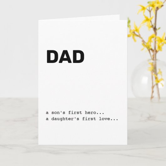 Pap A Son's First Hero Happy Vaderdag Minimal Kaart (Gele Bloem)