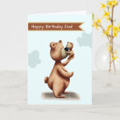 Pap Beer met Cub Vader Gepersonaliseerde verjaarda Kaart (Gele Bloem)