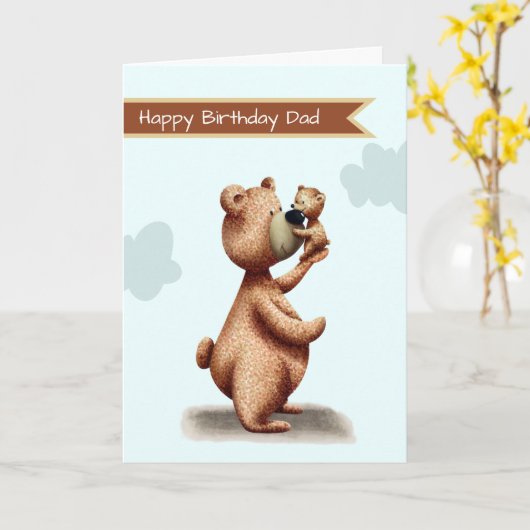 Pap Beer met Cub Vader Gepersonaliseerde verjaarda Kaart (Gele Bloem)