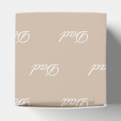 Pap beige tan witte aangepaste script elegant chic bedankdoosjes (Bovenkant)