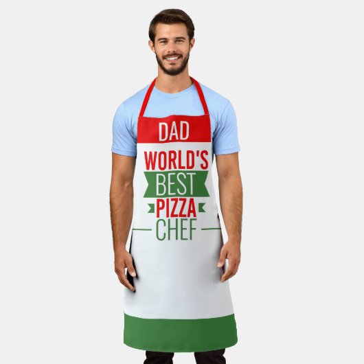 Pap - Beste Pizza Chef ter wereld - rood wit groen Schort (Gedragen)