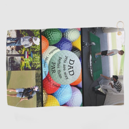 Pap beter dan Par Personalized Photo Collage Go Golfhanddoek (Horizontaal)