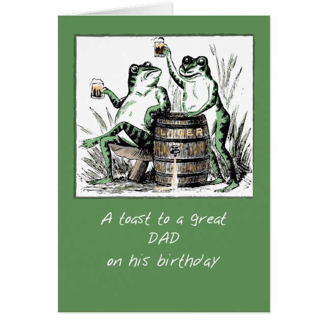 Pap Birthday Frogs Toasting met bier (Voorkant)