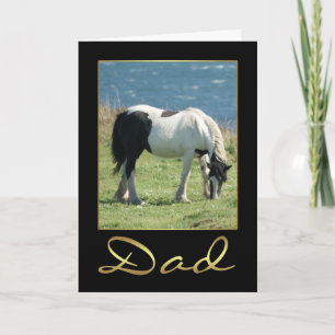 Pap Birthday-kaart met Uitzicht van paarden en Zee Kaart