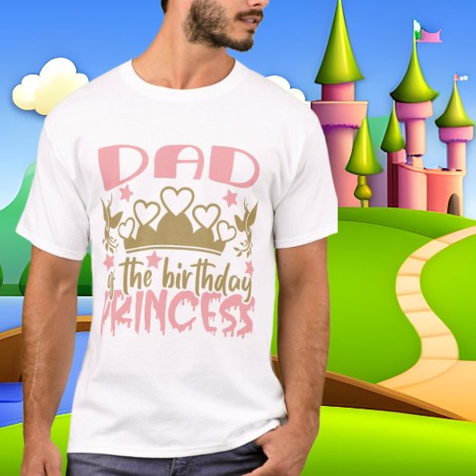 Pap Birthday Princess woordkunst T-shirt