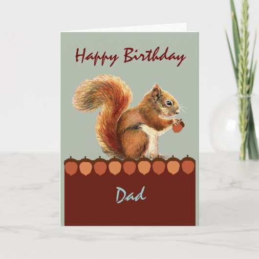 Pap Birthday uit Nuts Kinder Humor Squirrel Art Kaart (Voorkant)