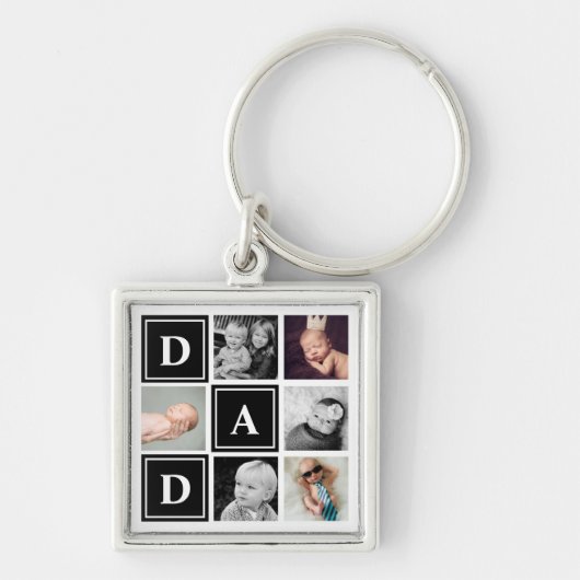 Pap Black Custom Photo Collage Sleutelhanger (Voorkant)