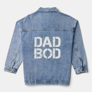 Pap Bod Rough Strong 90s White Stencil Text Denim Jacket