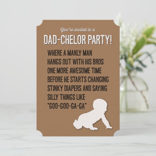 Pap-chelor, Dadchelor, Party Invitation, Manly Man Kaart (Staand voorkant)