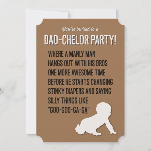 Pap-chelor, Dadchelor, Party Invitation, Manly Man Kaart (Voorkant)