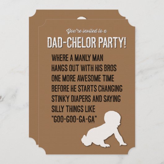 Pap-chelor, Dadchelor, Party Invitation, Manly Man Kaart (Voorkant / Achterkant)