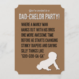 Pap-chelor, Dadchelor, Party Invitation, Manly Man Kaart