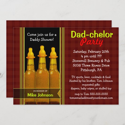 Pap-chelor-partij - Papa Baby Shower-uitnodigingen Kaart (Voorkant / Achterkant)