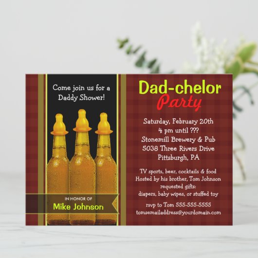 Pap-chelor-partij - Papa Baby Shower-uitnodigingen Kaart (Staand voorkant)