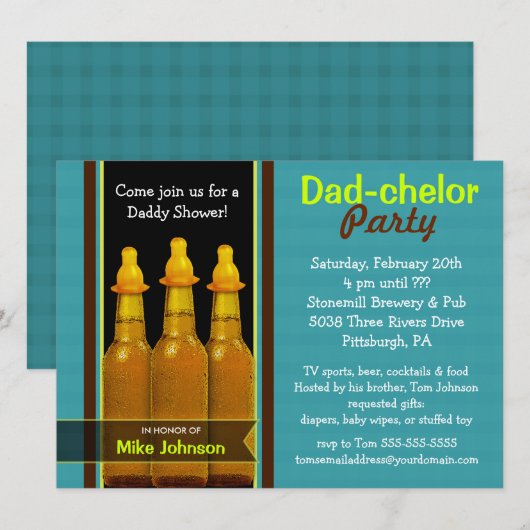 Pap-chelor-partij - Papa Baby Shower-uitnodigingen Kaart (Voorkant / Achterkant)