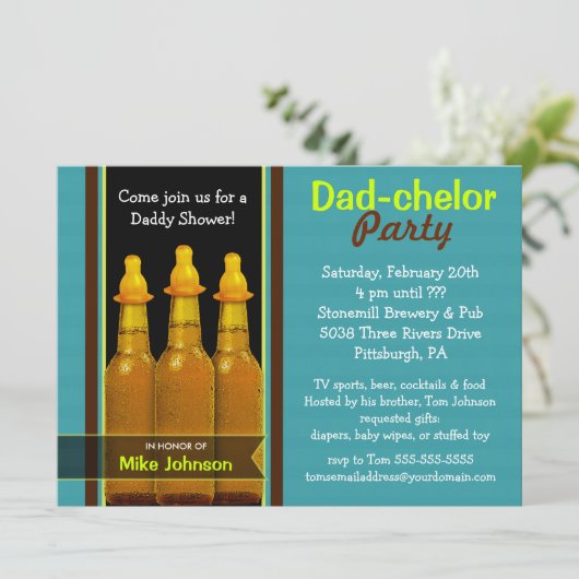 Pap-chelor-partij - Papa Baby Shower-uitnodigingen Kaart (Staand voorkant)