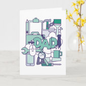 Pap collage met tools tech koffieverjaardag kaart (Gele Bloem)