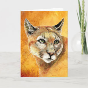 Pap Cougar Mountain Lion Animal Art Card Kaart