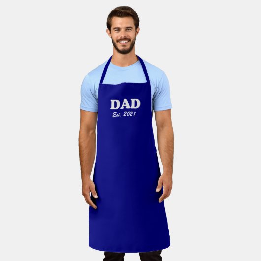 Pap Custom Est date kobalt blue Modern grill bbq Schort (Gedragen)