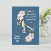 Pap Daughter Bonding Happy Fathers Day Quote Flora Feestdagenkaart (Staand voorkant)