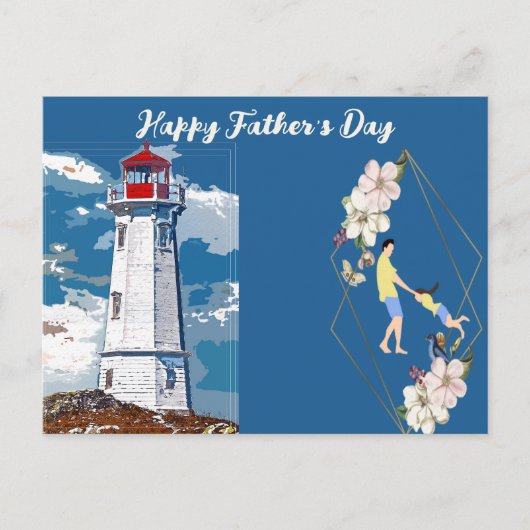 Pap Daughter Bonding Lighthouse Happy Vaderdag Feestdagenkaart (Voorkant)