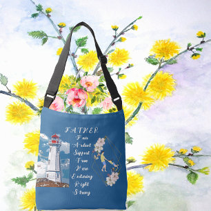 Pap Daughter Bonding Lighthouse Vaderdag Quote Crossbody Tas