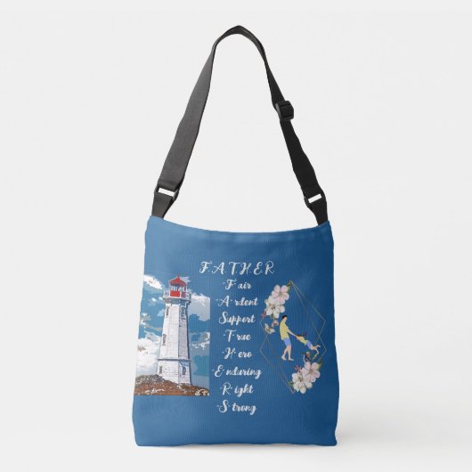 Pap Daughter Bonding Lighthouse Vaderdag Quote Crossbody Tas (Voorkant)