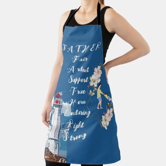 Pap Daughter Bonding Lighthouse Vaderdag Quote Schort (Insitu)