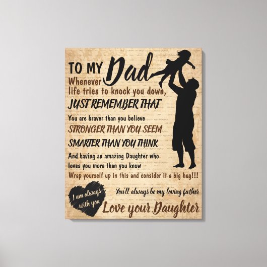 Pap Daughter Father Day Retro Gift voor hem Canvas Afdruk (Voorkant)