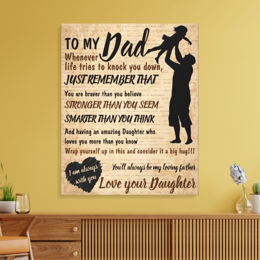 Pap Daughter Father Day Retro Gift voor hem Canvas Afdruk (Insitu (Woonkamer))