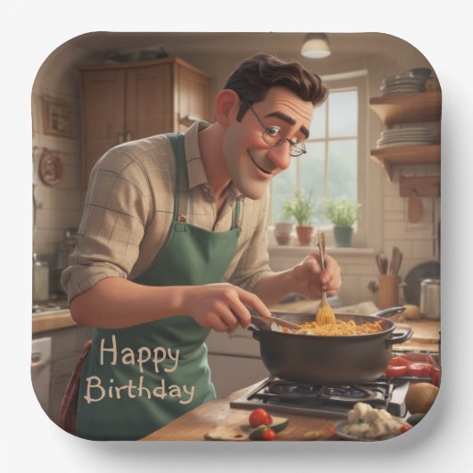 Pap de Chef Verjaardag Papieren Bordje (Voorkant)