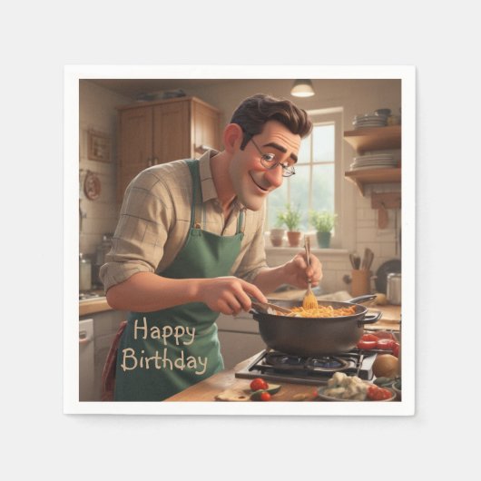 Pap de Chef Verjaardag Servet (Voorkant)