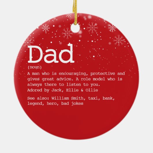 Pap Definitie Kerstwinter Snowflakes Red Keramisch Ornament (Achterkant)