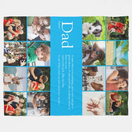 Pap Definition Citate Photo Collage Large Blue Fleece Deken (Voorkant (Horizontaal))
