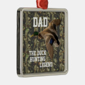 Pap Duck Hunting Legend Mallard Father Camo Metalen Ornament (Rechts)