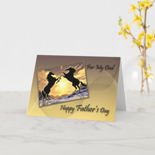 Pap, een Vaderdag kaart met opfokpaarden (Gele Bloem)