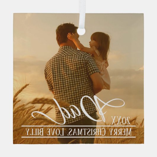 Pap Elegant kerstfoto gepersonaliseerd Glas Ornament (Achterkant)