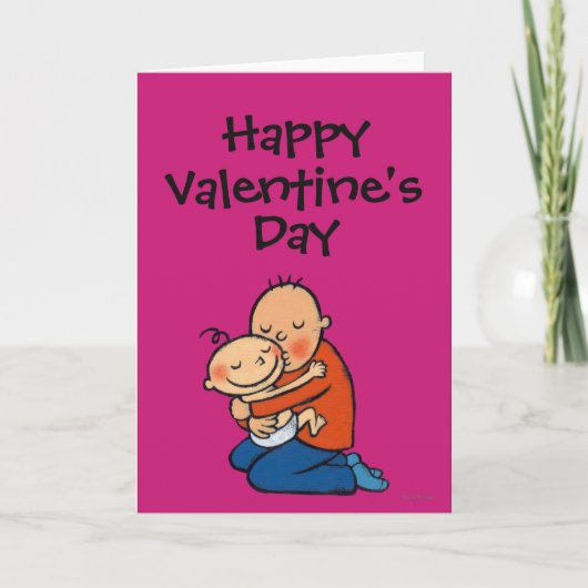 Pap en Baby Hugging Feestdagen Kaart (Voorkant)
