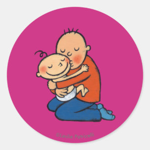 Pap en Baby Hugging Ronde Sticker