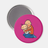 Pap en Baby knuffelen Magneet (Voorkant / Achterkant)