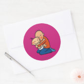 Pap en Baby knuffelen Ronde Sticker (Envelop)
