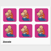 Pap en Baby knuffelen Vierkante Sticker (Vel)