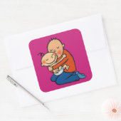 Pap en Baby knuffelen Vierkante Sticker (Envelop)