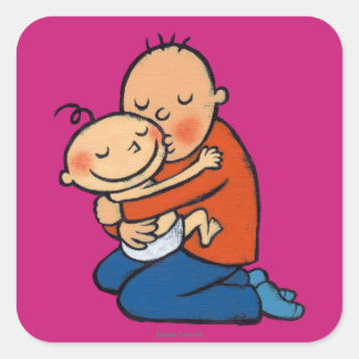 Pap en Baby knuffelen Vierkante Sticker